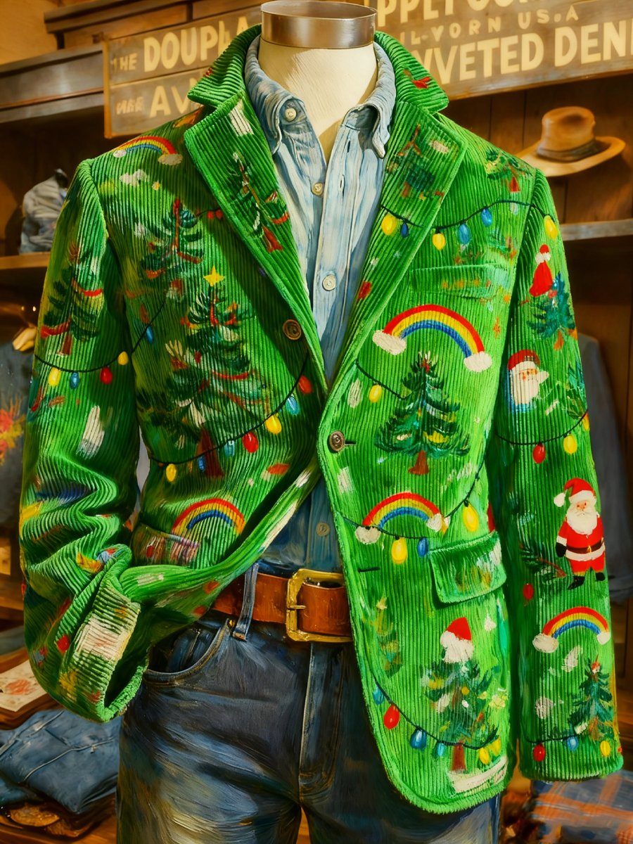 Men's Corduroy Christmas Lapel Suit Jacket