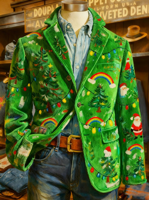 Men's Corduroy Christmas Lapel Suit Jacket