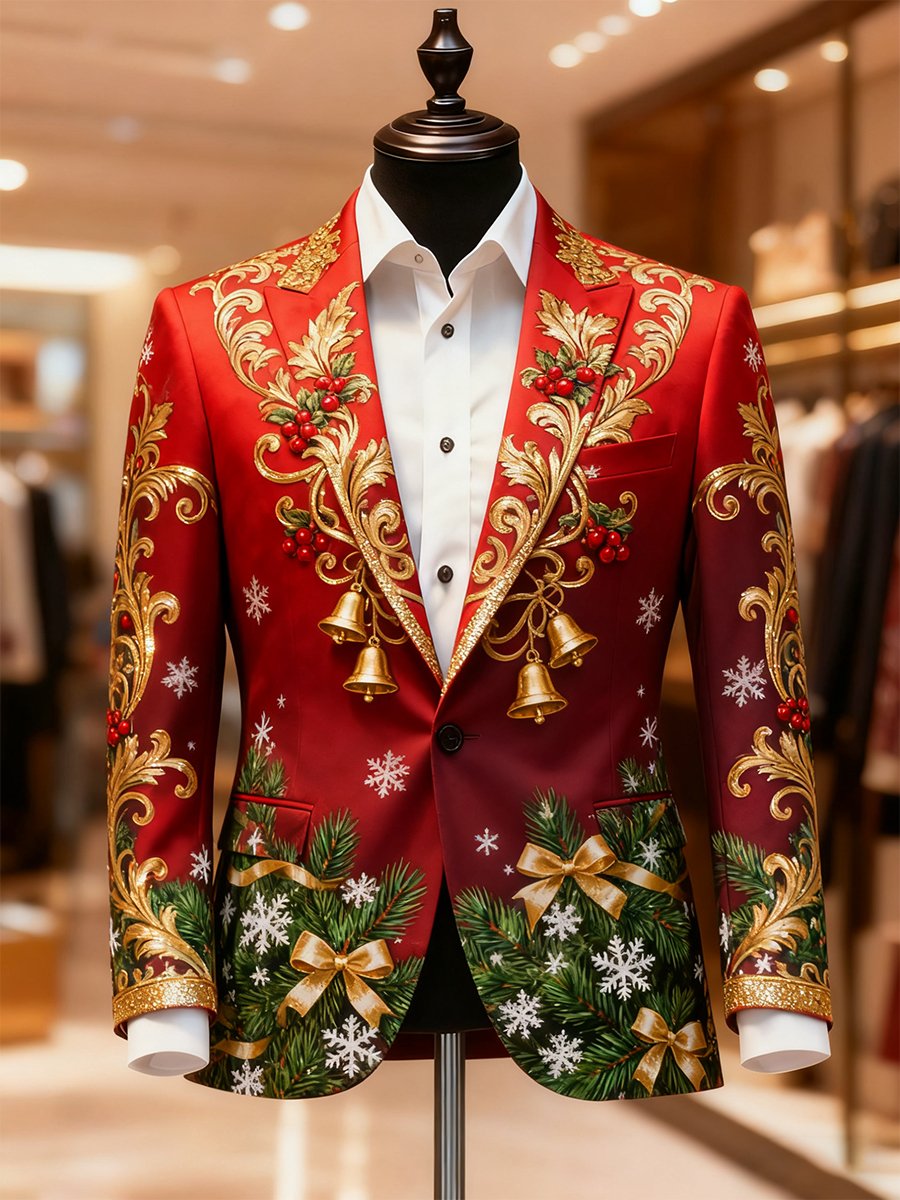 Men's Business Casual Christmas Suit Outerwear