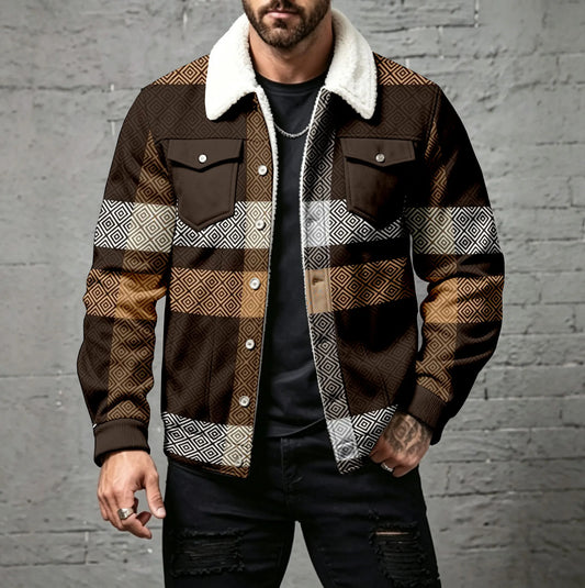 Men's Casual Checkered Print Cardigan with Buttons