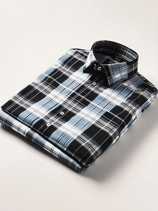 Men's Business Plaid Short Sleeve Shirt