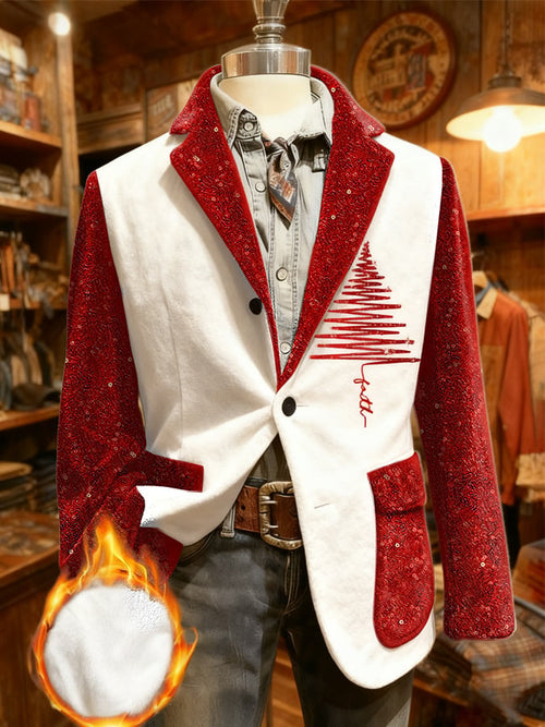 Men's Retro Christmas Flannel Warm Suit Jacket