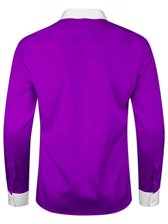 Men's Luxury Christmas Contrast Color Print Long Sleeve Shirt
