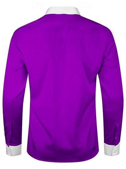 Men's Luxury Christmas Contrast Color Print Long Sleeve Shirt