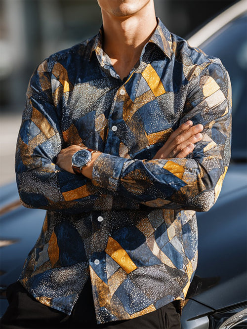Men's Retro Casual Business Long Sleeve Shirt