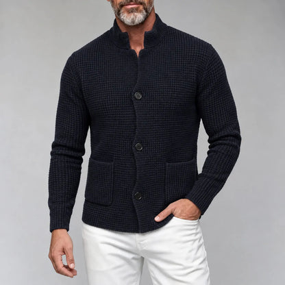 Men's Slim-Fit Stand-Collar Knit Cardigan