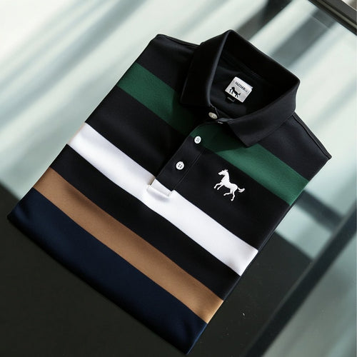 Men's Business Casual Button Short Sleeve Polo Shirt