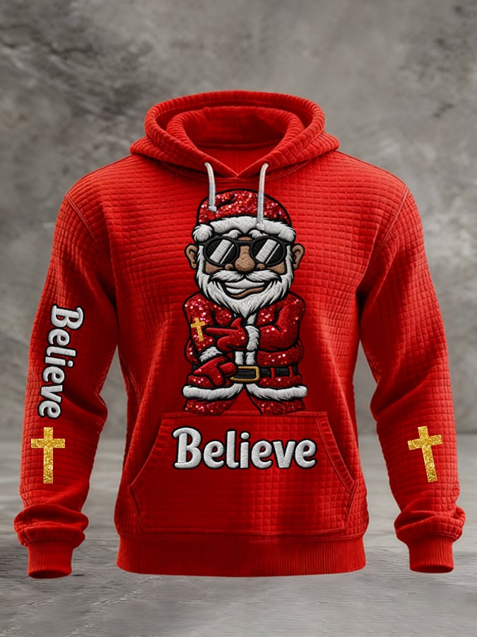 Men's Santa Claus Believe Print Hoodie