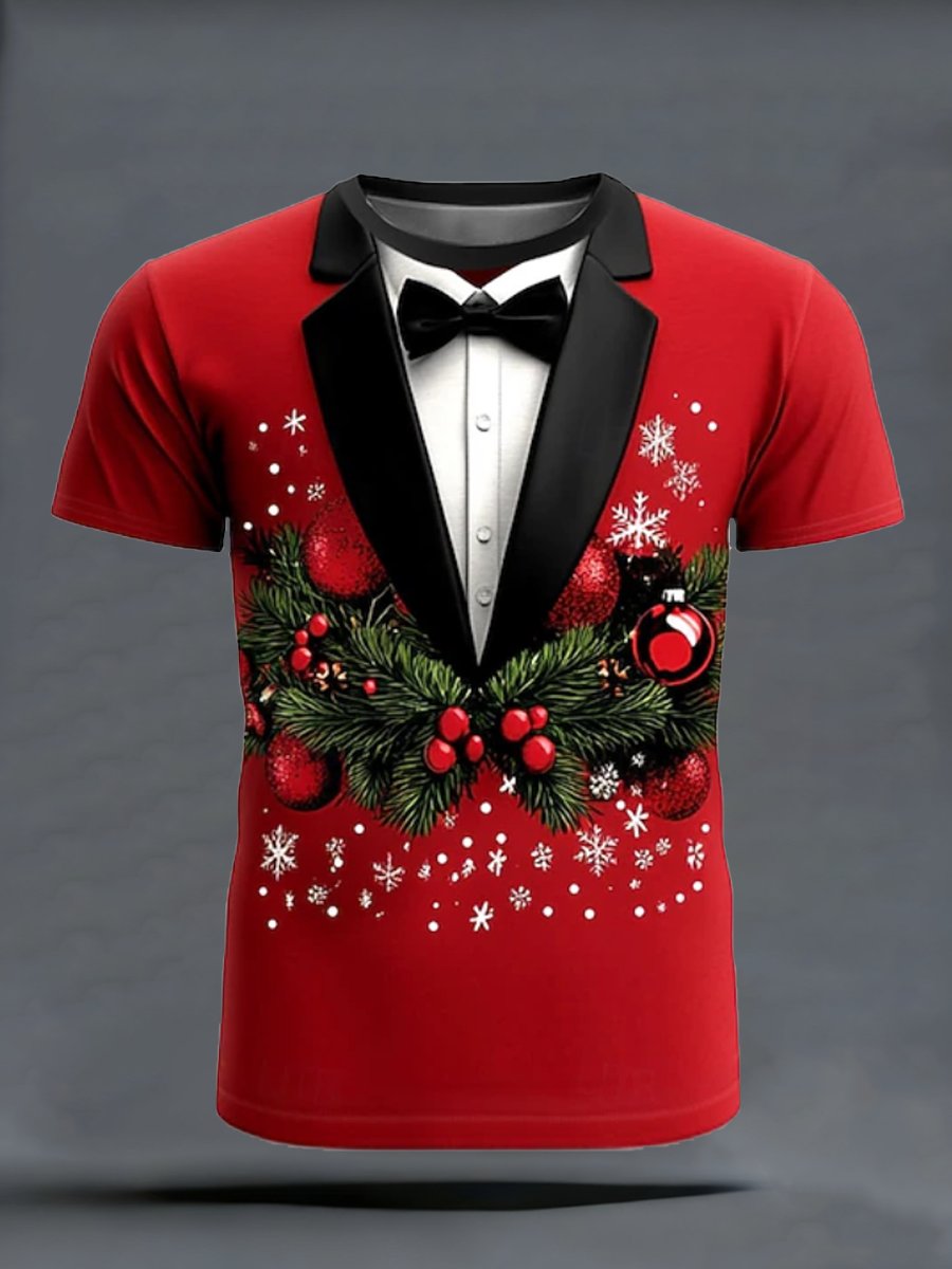 Men's Casual Retro Christmas Print T-shirt