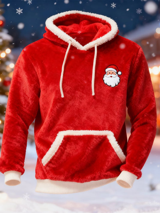 Men's Casual Christmas Comfortable Flannel Warm Hoodie