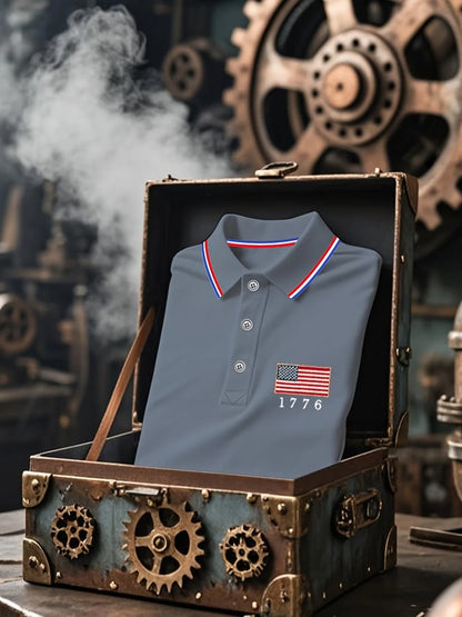 Men's Independence Day American Flag Casual POLO Shirt