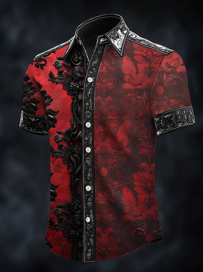 Men's Casual Art Dark Brogue Print Shirt