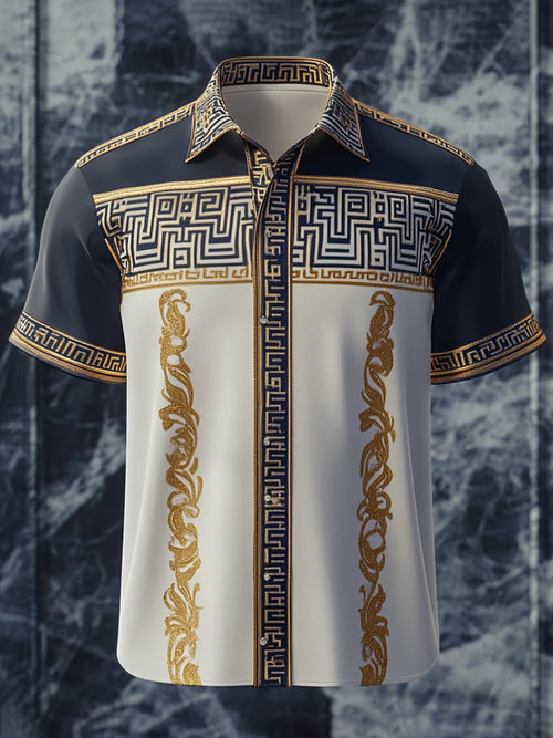 Men's Satin Luxe Print Short Sleeve Button Shirt