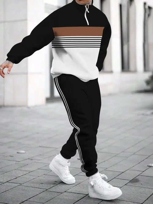 Relaxed Zipper Long Sleeve Two Piece Set