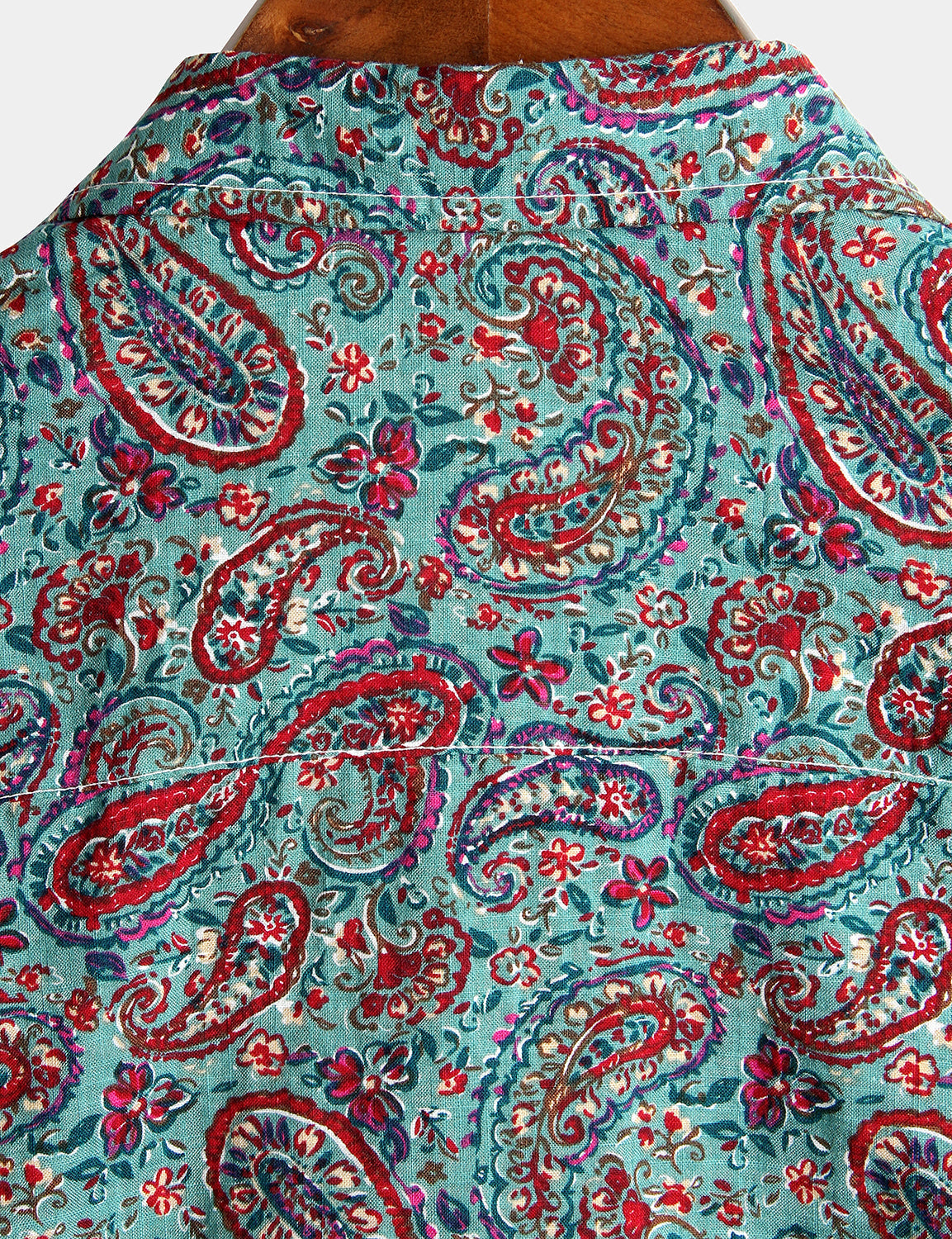 Men's Paisley Cotton Short Sleeve Button Up Vintage Shirt