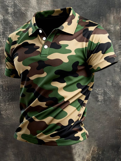 Men's Retro Patriot Camouflage Patchwork T-shirt