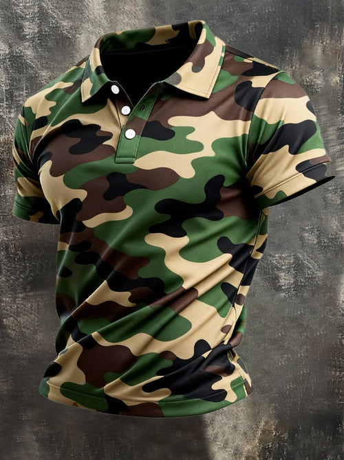 Men's Retro Patriot Camouflage Patchwork T-shirt