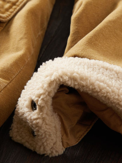 Men'S Solid Color Plush Pocket Jacket