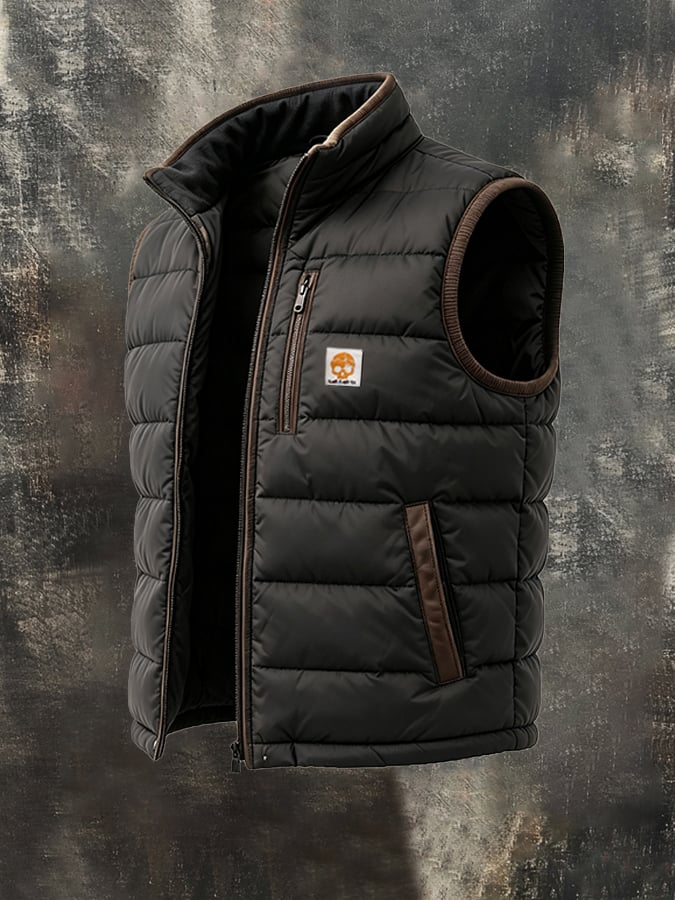 Men's Retro Padded Color-Block Vest