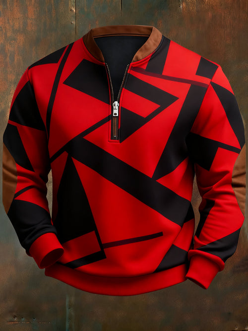 Men's Casual Geometric Color Block Print Sweatshirt