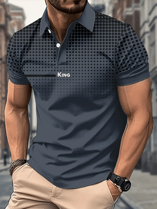 Men's Business Logo Button-Down Short Sleeve Polo Shirt