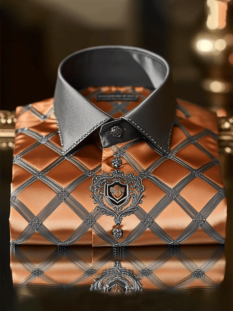 Men's Satin Luxe Print Short Sleeve Button Shirt