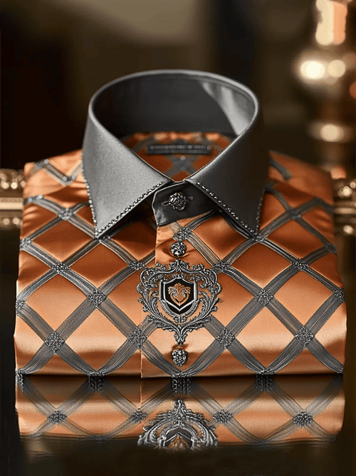 Men's Satin Luxe Print Short Sleeve Button Shirt