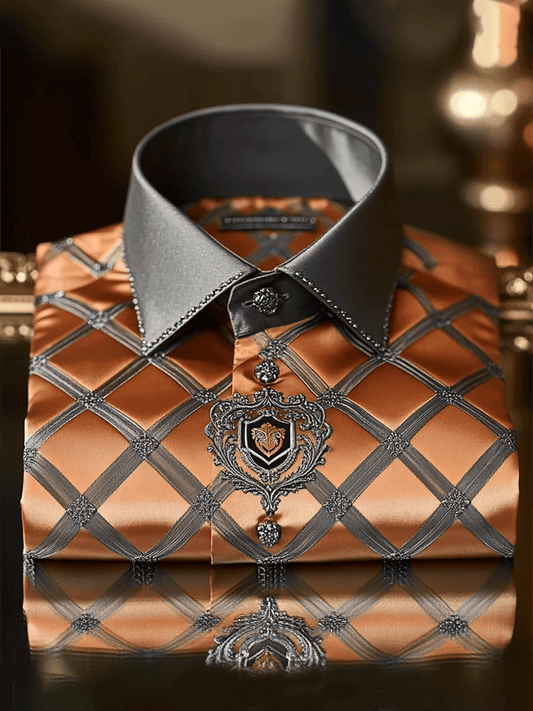 Men's Satin Luxe Print Short Sleeve Button Shirt