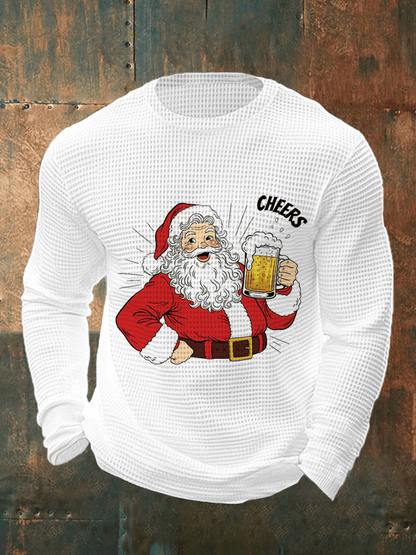 Men's Merry Christmas Santa Claus Printed Casual Long-Sleeved Top