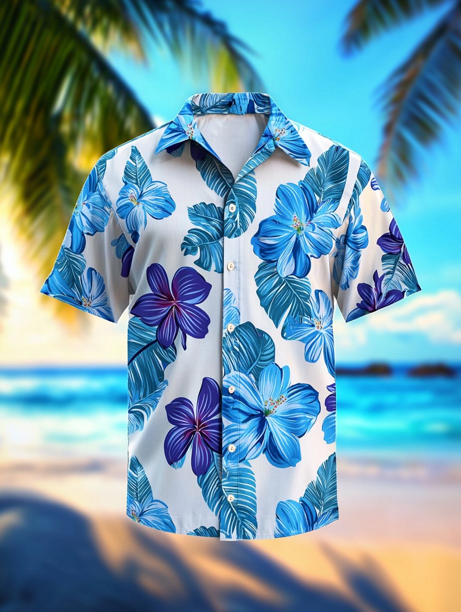 Men's Lapel Hawaiian Retro Casual Vacation Short Sleeve Shirt