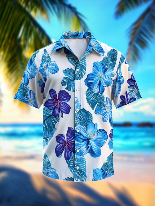 Men's Lapel Hawaiian Retro Casual Vacation Short Sleeve Shirt