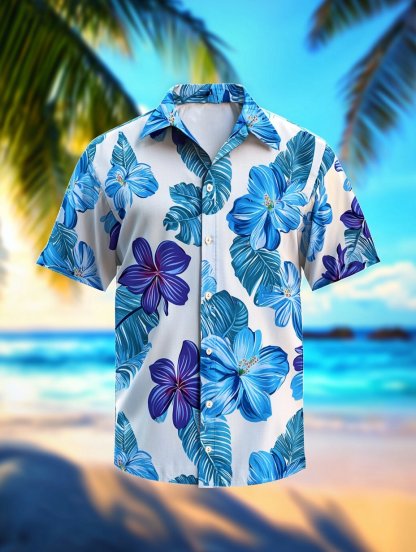 Men's Lapel Hawaiian Retro Casual Vacation Short Sleeve Shirt