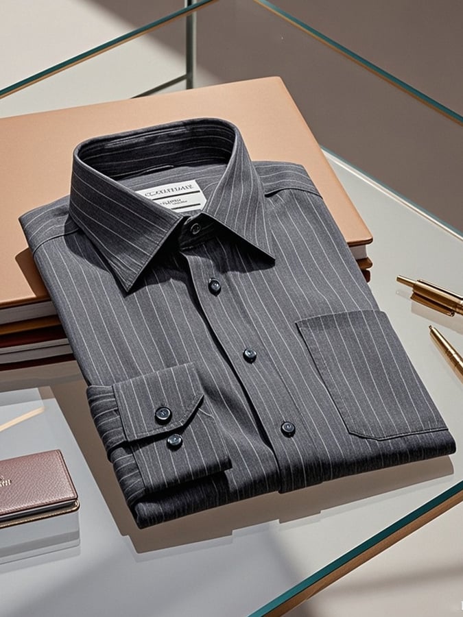 Men's Gradient Lapel Long Sleeve Shirt