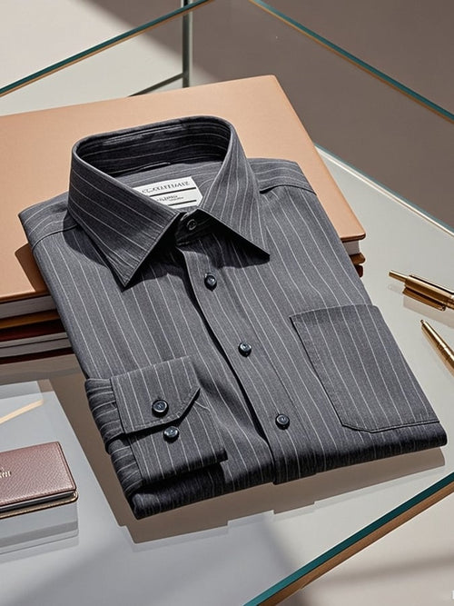 Men's Gradient Lapel Long Sleeve Shirt