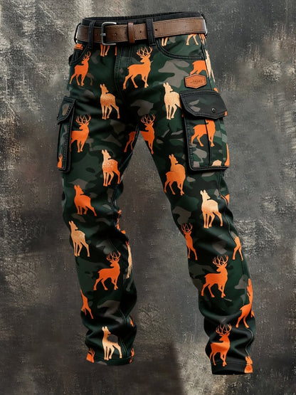 Men's Vintage Camouflage Distressed Pocket Work Pants