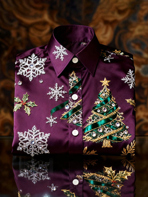 Men's Christmas Holiday Button-Down Long Sleeve Shirt