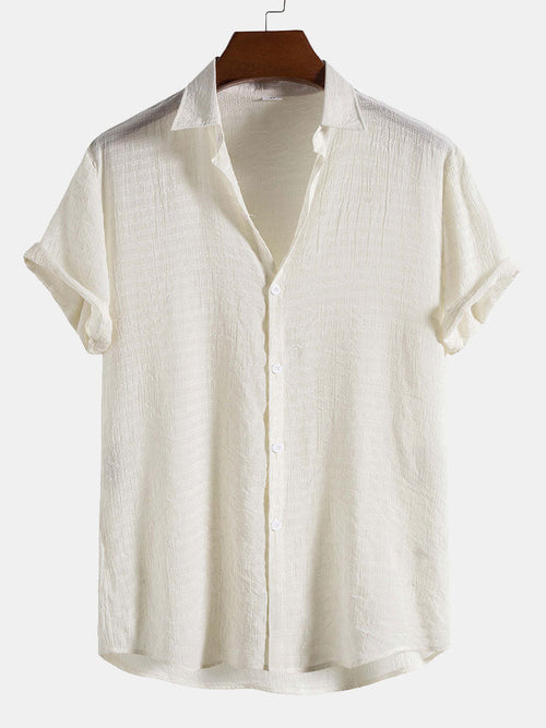 Textured Fabric Short Sleeve Shirt
