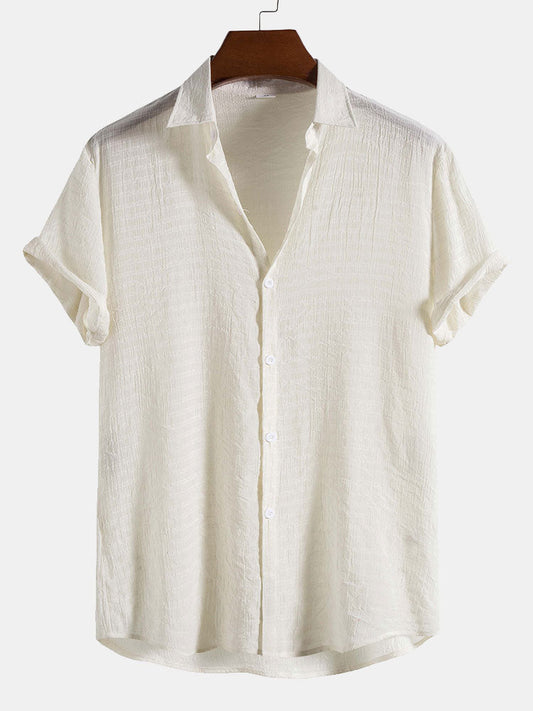 Textured Fabric Short Sleeve Shirt