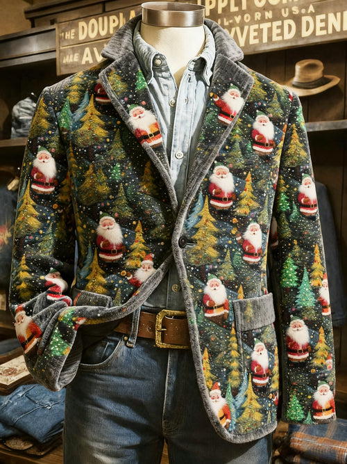 Men's Vintage Christmas Print Casual Jacket