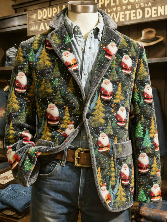Men's Vintage Christmas Print Casual Jacket