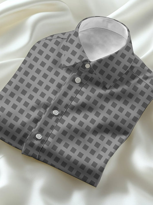 Men's Business Casual Plaid Lapel Short Sleeve Shirt