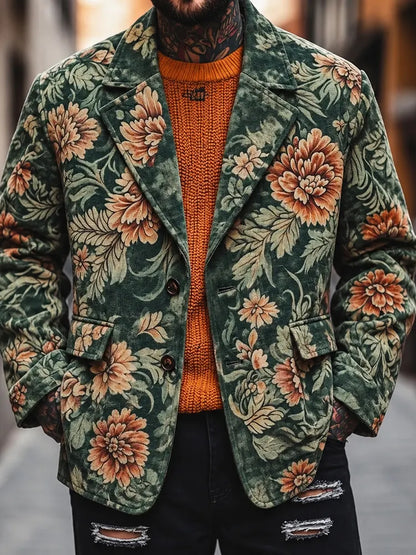 Men's Vintage Bohe Floral Print Casual Blazer