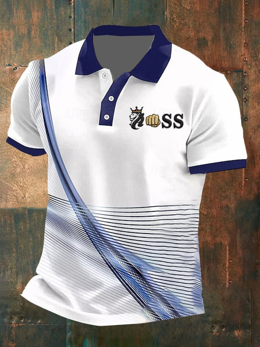 Men's Casual Business Simple Contrast Color Line Polo