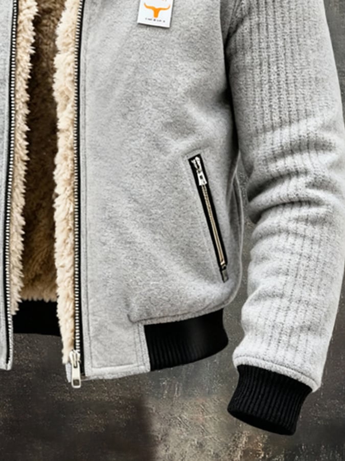 Men'S Vintage Warm Lambswool Outdoor Jacket