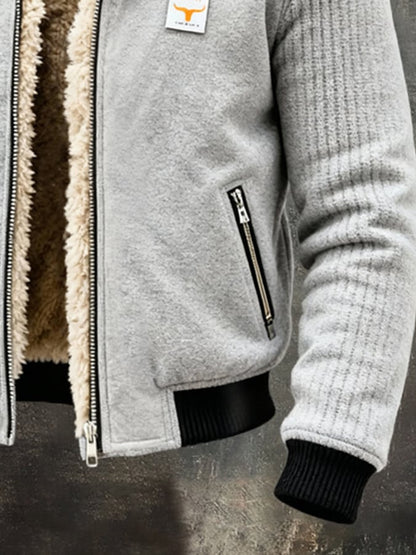 Men'S Vintage Warm Lambswool Outdoor Jacket