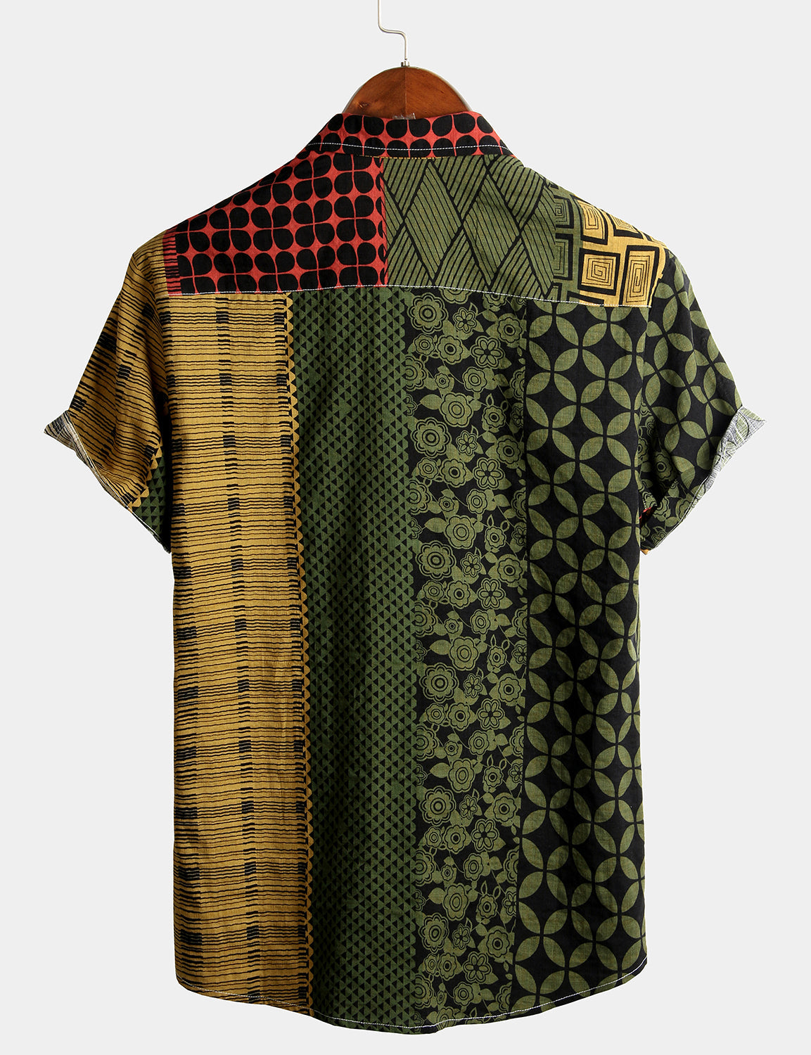 Men's Geometric Print Beach Short Sleeve Shirt
