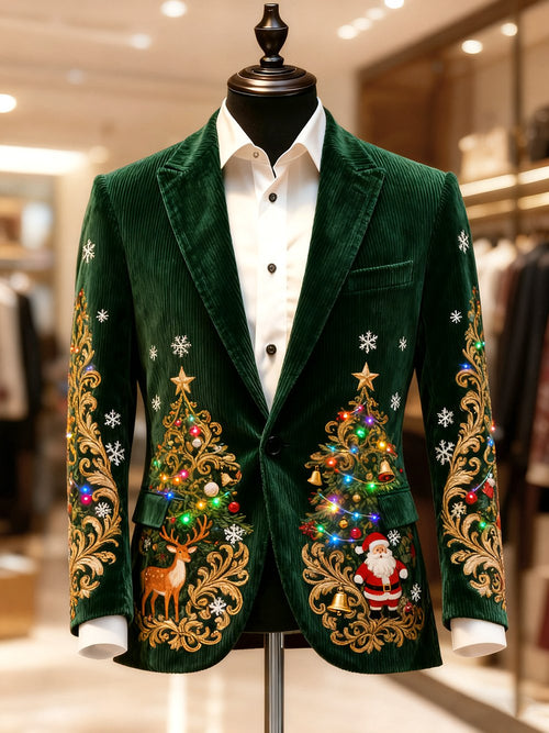 Men's Vintage Casual Christmas Party Corduroy Blazer
