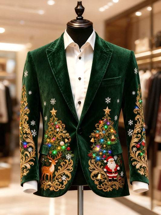 Men's Vintage Casual Christmas Party Corduroy Blazer