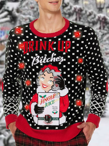 Men's Drink Up Bitches Christmas Printed Sweater