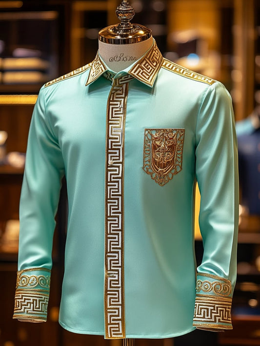 Men's Satin Luxe Long Sleeve Button Down Shirt